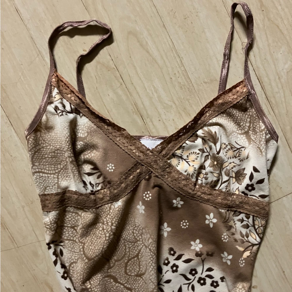 brown lace dress with brown top